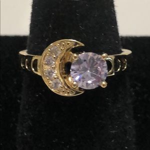 Beautiful moon& stars amethyst 18K ring